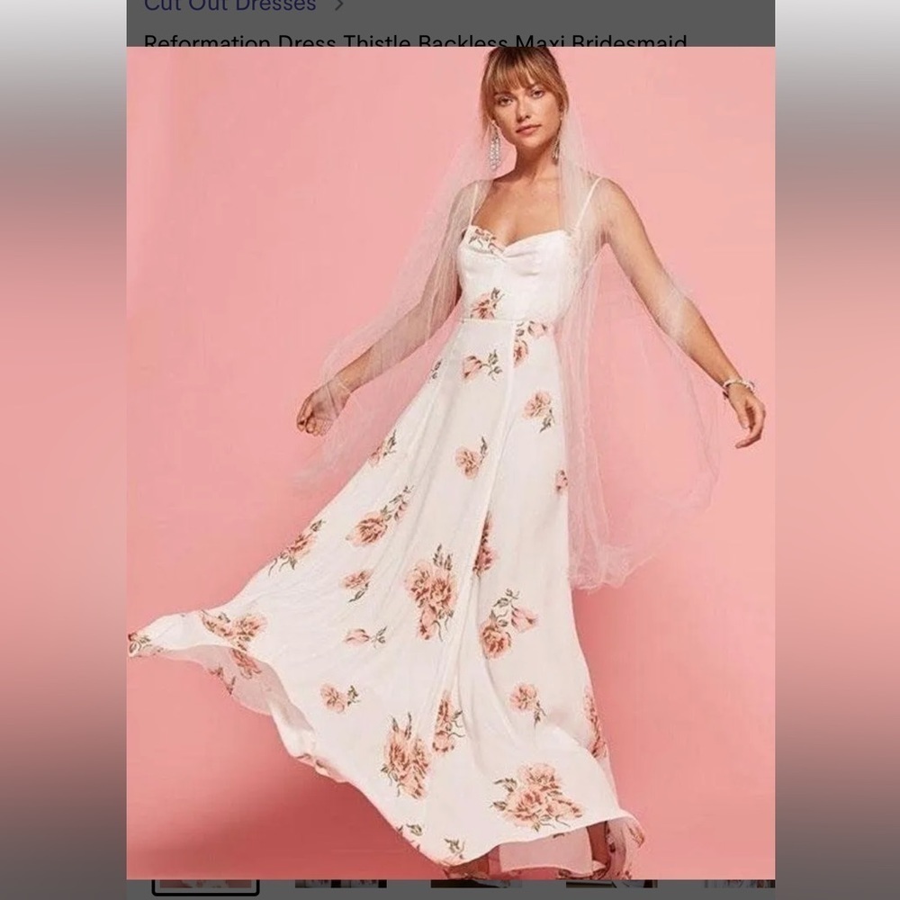 Reformation Dress Thistle Backless Maxi Bridesmaid Graduation Henrietta 10 NWT - Picture 1 of 11